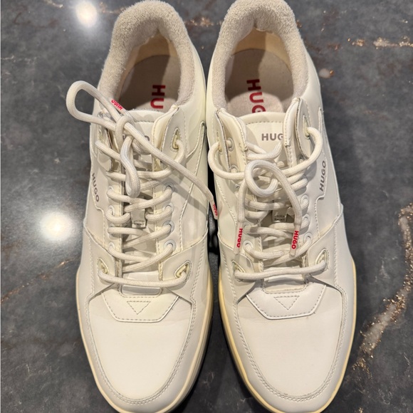 HUGO Men's Cream Sneakers - Picture 6 of 7